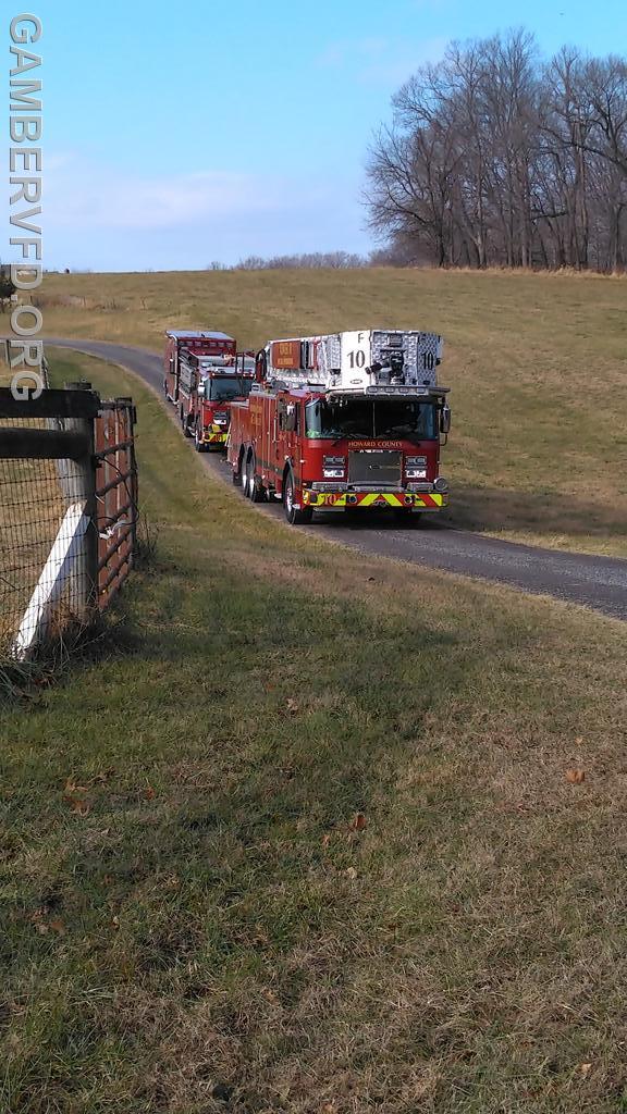 Service call for a downed horse  on December 7, 2025 at Woodwind Farm off of Deer Park Road. Assisted by units from Howard County.