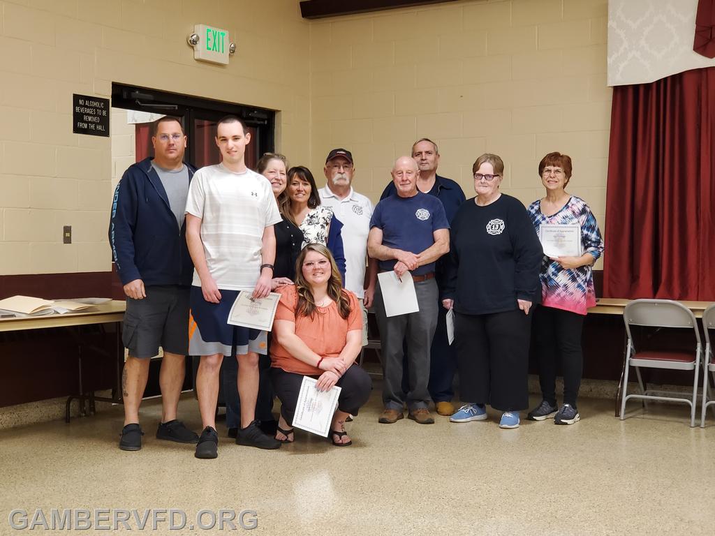 Members who had the most fundraising hours in 2021 were, (standing left to right) Chad Hastings, Matthew Lau, Chrissy Green, Carol Taylor, Dale Bollinger, Stan Mertz, Dave Barnes, Jeannie Green, Rose Pandolfini, and (kneeling) Emily Franklin.
