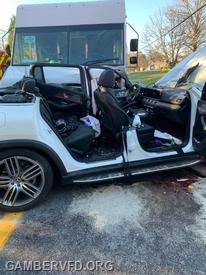 The SUV after its doors and roof were removed. 