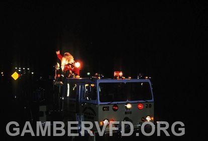Santa visited Gamber by fire engine in 1978. Photo provided by the Hill Family. 