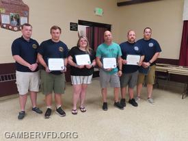 Gamber members were honored with a unit citation on June 19, 2023. Pictured from left to right are EMS Captain Todd Tracey, Billy Dunton, Emily Franklin, Frank Smith, Matt Bowles, and Fire Chief Chad Hastings. Not pictured is Shane Shifflett.