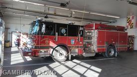 Baltimore County Engine 56 (Franklin Station) filled in Gamber's Station during the mid-morning barn fire in Winfield. Three of Gamber's units responded to the fire.