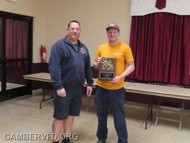 The Gerald L. Lindsay Memorial Firefighter of the Year Award was presented to Wyatt Frederick by Chief Chad Hastings.