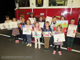 All 13 winners of this year's fire prevention poster contest.